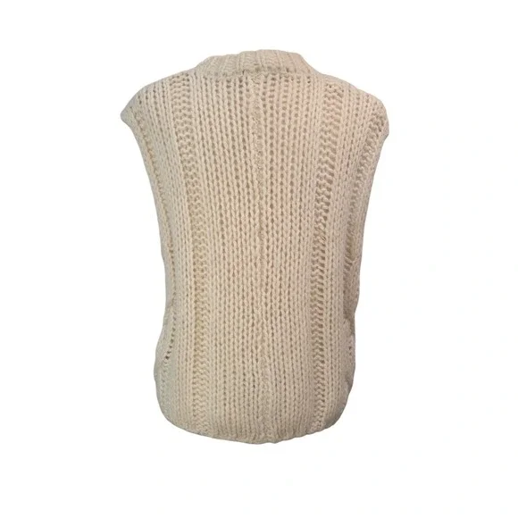 Zara Womens Cream Sweater Vest Size S Chunky Cable Knit Sleeveless Academia NWT - Picture 7 of 13